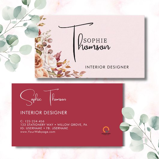 Herfst rustieke bloemen visitekaartje