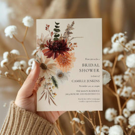 Herfst rustieke bloemenbruids doucheuitnodiging kaart