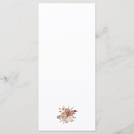 Herfst rustieke bloemenbruiloft lang menu (Achterkant)