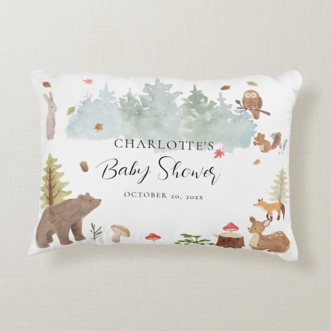 Herfst rustieke bosdieren herfst Baby shower Accent Kussen (Achterkant)
