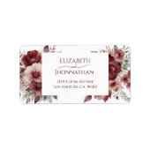 Herfst Rustieke Bourgondische Bloemen Waterverf Br Etiket (Voorkant)