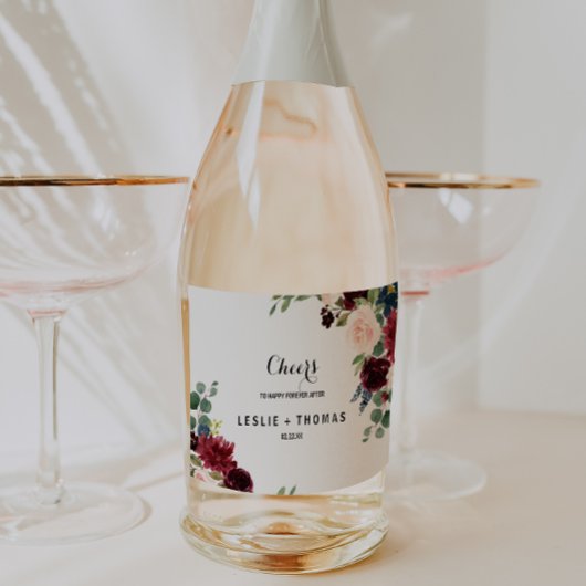 Herfst rustieke Bourgondische bruiloft mousserende Sparkling Wijnetiket