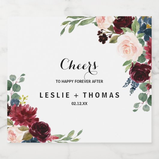 Herfst rustieke Bourgondische bruiloft mousserende Sparkling Wijnetiket (Enkel label)