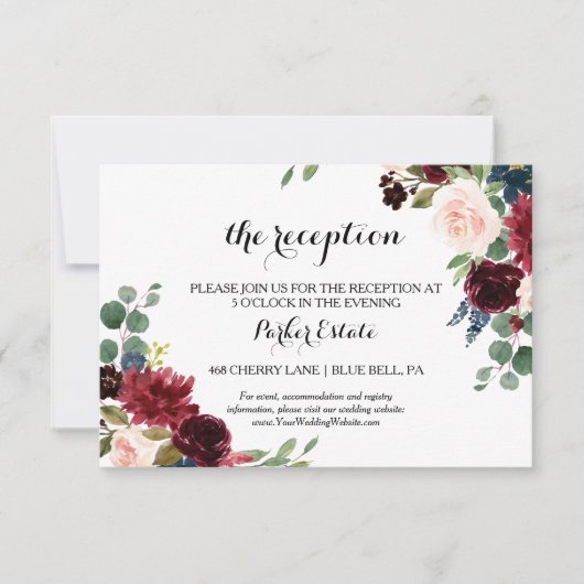 Herfst rustieke Bourgondische bruiloft receptie Ka Kaart (Voorkant)