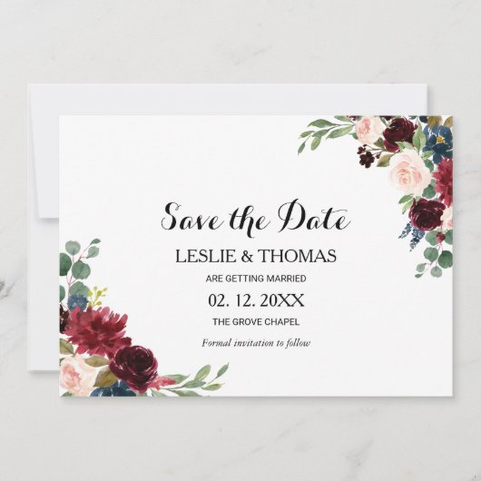 Herfst rustieke Bourgondische bruiloft Save the Da Kaart (Voorkant)