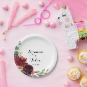 Herfst rustieke Bourgondische kalligrafie bruidsta Papieren Bordje (Feest)