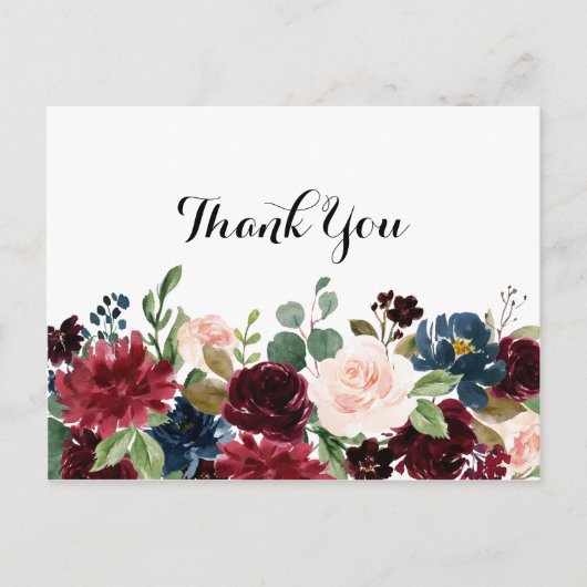 Herfst rustieke Bourgondische kalligrafie Dank u Briefkaart (Voorkant)