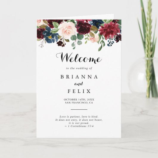 Herfst rustieke Bourgondische kalligrafie gevouwen Programma (Voorkant)