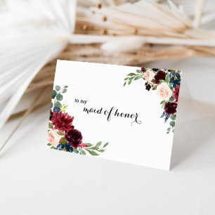 Herfst Rustieke Bourgondische Maid of Honor Dank u Bedankkaart