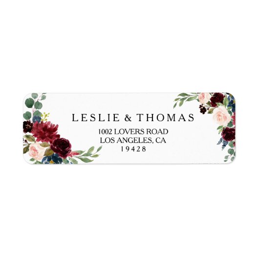 Herfst rustieke Bourgondische retour adres label (Voorkant)