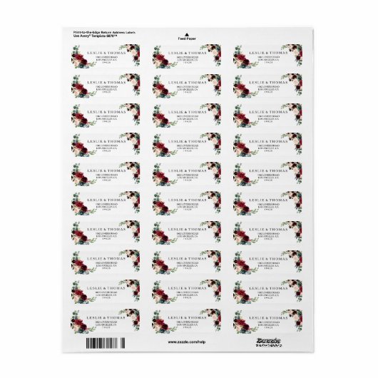 Herfst rustieke Bourgondische retour adres label (Full Sheet)