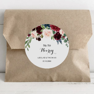 Herfst rustieke Bourgondische slok vakantie bruilo Ronde Sticker