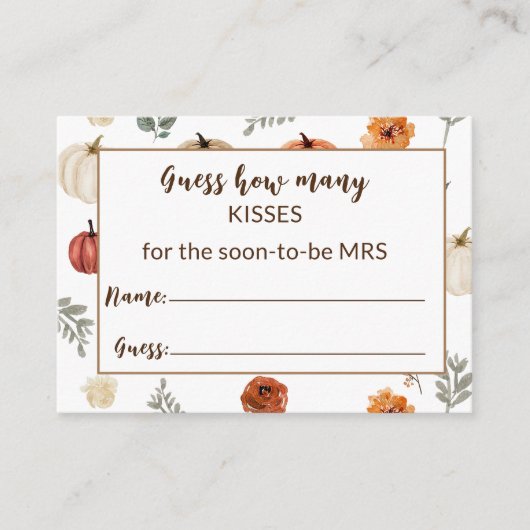 Herfst Rustieke Bruidsfeest Datum Spel Bijgevoegde Informatiekaartje (Voorkant)