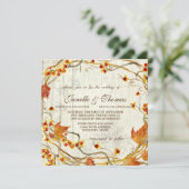 Herfst rustieke elegante hout boho Bossen bruilof Kaart (Staand voorkant)