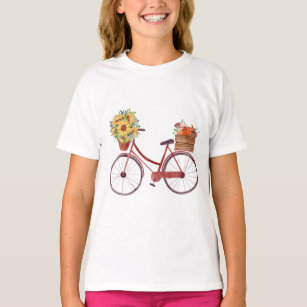 Herfst. Rustieke fiets met zonnebloemen T-shirt