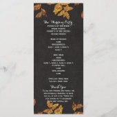 Herfst rustieke gouden bladeren bruiloft programma programmakaart (Achterkant)
