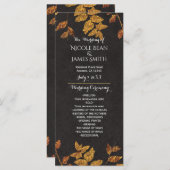 Herfst rustieke gouden bladeren bruiloft programma programmakaart (Voorkant / Achterkant)