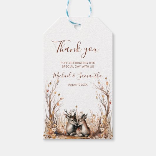 Herfst rustieke herten bruiloft Collectie Cadeaulabel (Voorkant)