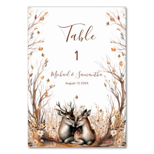 Herfst rustieke herten bruiloft Collectie Kaart (Achterkant)
