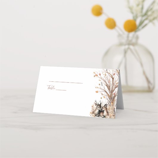 Herfst rustieke herten bruiloft Collectie Plaatskaartje (Achterkant)