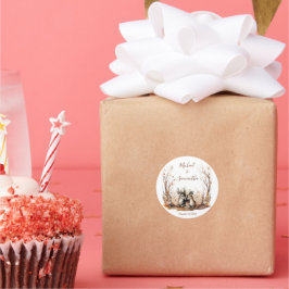 Herfst rustieke herten bruiloft Collectie Ronde Sticker