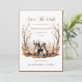 Herfst rustieke herten bruiloft Collectie Save The Date (Staand voorkant)