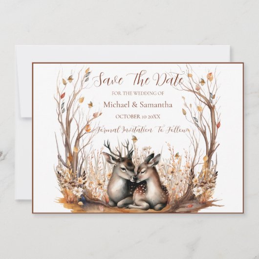 Herfst rustieke herten bruiloft Collectie Save The Date (Voorkant)