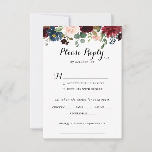 Herfst Rustieke Kalligrafie Bruiloft Menu Keuze RS (Voorkant)