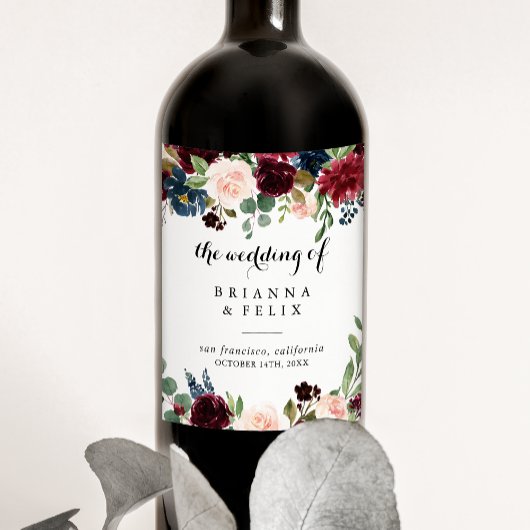 Herfst rustieke kalligrafie bruiloft wijn labels etiket