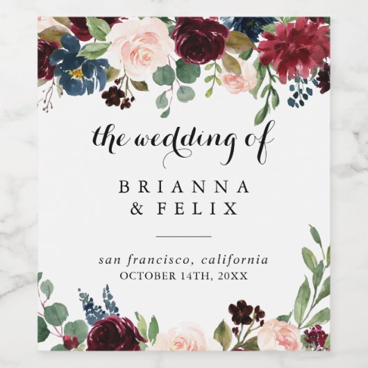 Herfst rustieke kalligrafie bruiloft wijn labels wijn etiket (Enkel label)