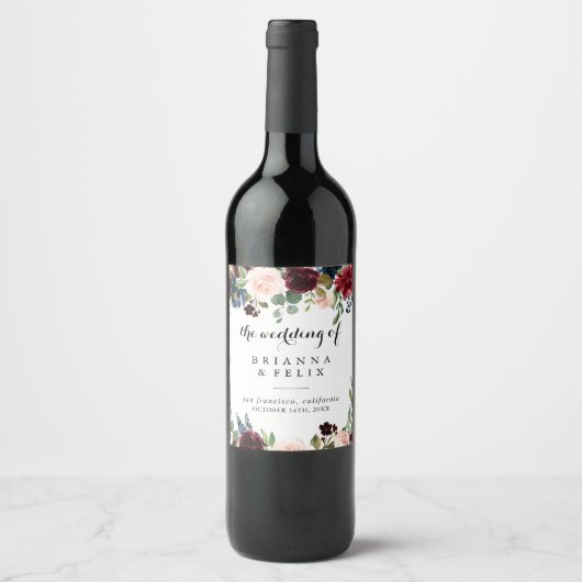 Herfst rustieke kalligrafie bruiloft wijn labels wijn etiket (Voorkant)