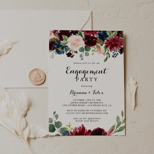 Herfst rustieke moderne kalligrafie verlovingsfees kaart