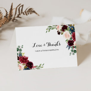 Herfst rustieke oogverblindende Bourgondische brui Bedankkaart