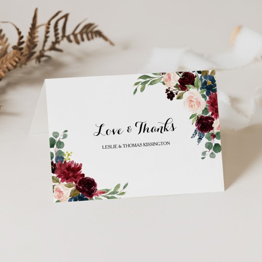 Herfst rustieke oogverblindende Bourgondische brui Bedankkaart