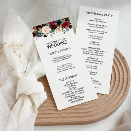 Herfst rustieke oogverblindende Bourgondische brui Programmakaart