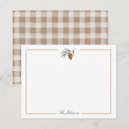 Herfst rustieke Pinecone gepersonaliseerde briefpa Notitiekaartje (Voorkant / Achterkant)