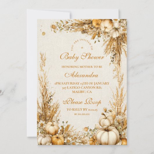 Herfst Rustieke Pompoen Baby shower Kaart (Voorkant)