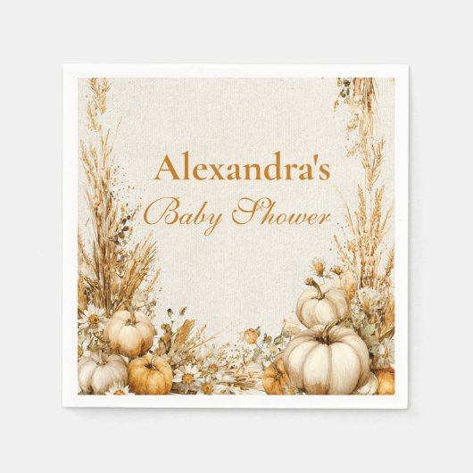 Herfst Rustieke Pompoen Baby shower Servet (Voorkant)