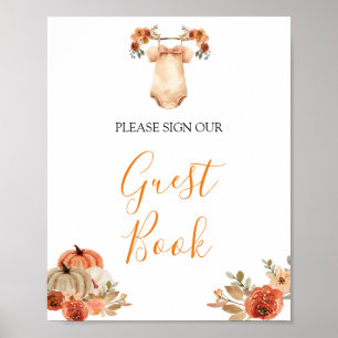 Herfst Rustieke Pompoen Bloemen Baby Kleding Gastb Poster