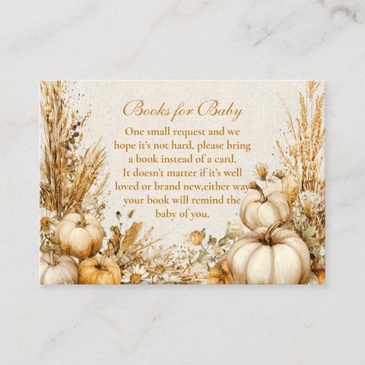 Herfst Rustieke Pompoen Boeken voor Baby Informatiekaartje (Voorkant)