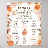 Herfst rustieke pompoen Onederful eerste verjaarda Poster (Voorkant)