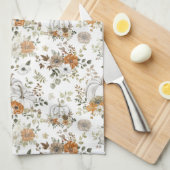 Herfst rustieke pompoenen en bloemen theedoek (Quarter Fold)