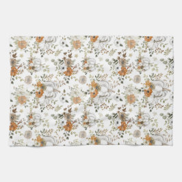 Herfst rustieke pompoenen en bloemen theedoek