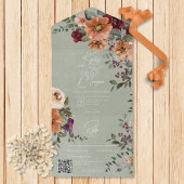 Herfst Rustieke Rust & Wijn Bloemen Salie QR Code All In One Uitnodiging