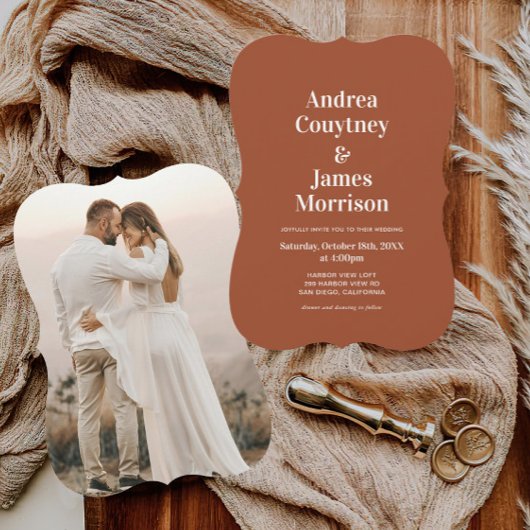 Herfst rustieke terracotta bruiloft kaart