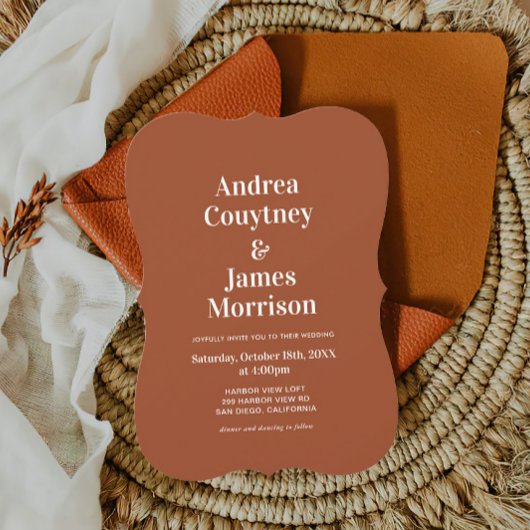 Herfst rustieke terracotta bruiloft kaart