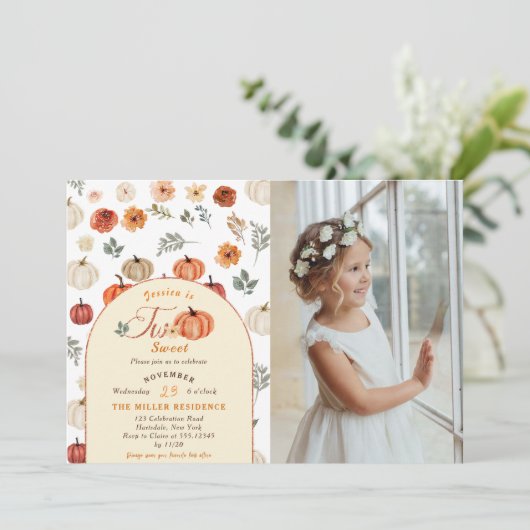 Herfst Rustieke Twee Verjaardagsfeest Foto Kaart (Staand voorkant)