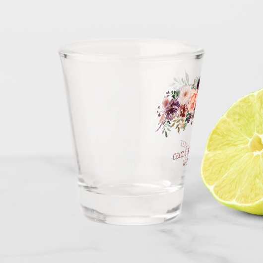 Herfst Rustieke Waterverf Bloemen Trouwgunst Shot Glas (Links)