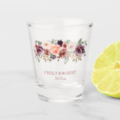 Herfst Rustieke Waterverf Bloemen Trouwgunst Shot Glas (Voorkant)