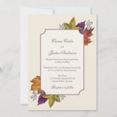 Herfst rustieke Waterverf herfstbladeren bruiloft Kaart (Voorkant)